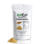 ecoEat cricket powder 227g bag close-up, a high-protein ingredient for smoothies.