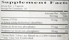 Ecological Formulas Allithiamine B1 capsules in blister pack, convenient daily supplement.