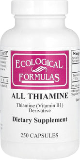 Ecological Formulas Allithiamine capsules bottle on countertop for daily energy support.