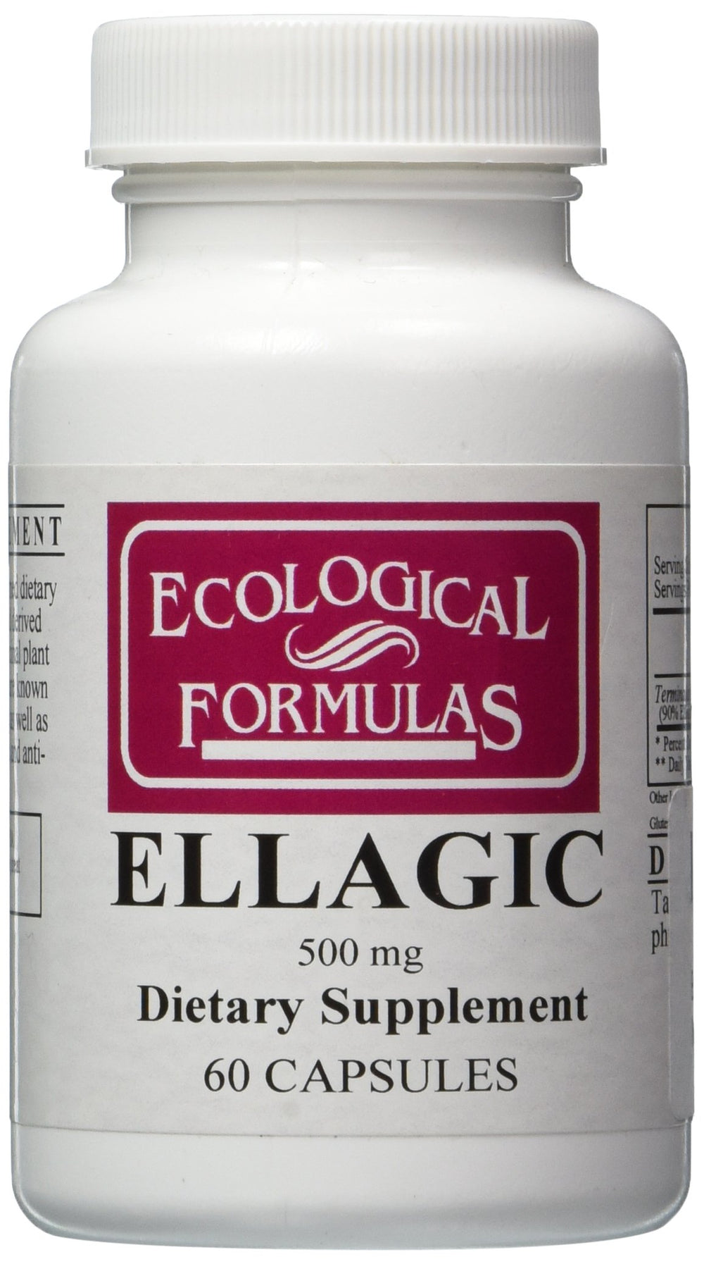 Ecological Formulas Ellagic 500 mg capsules – front view for daily wellness use