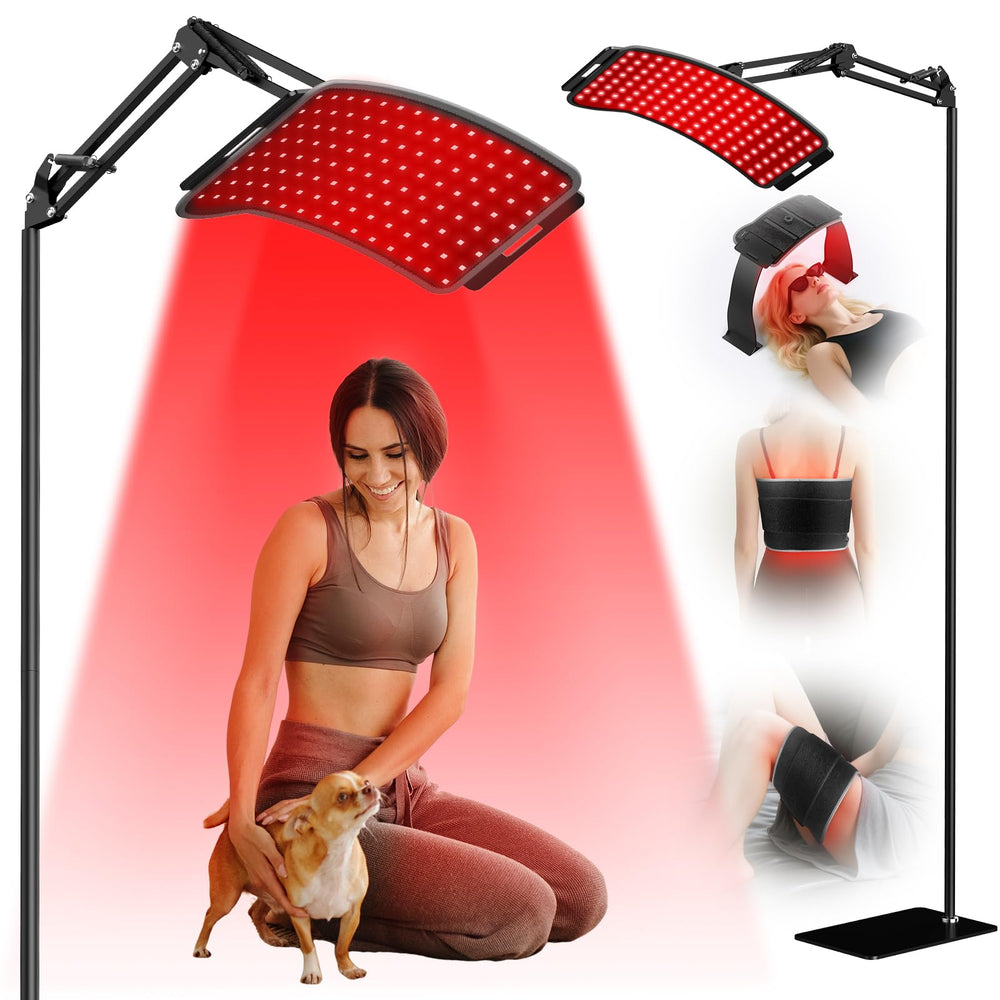 ECOVYRA red light panel on stand for versatile full-body sessions at home