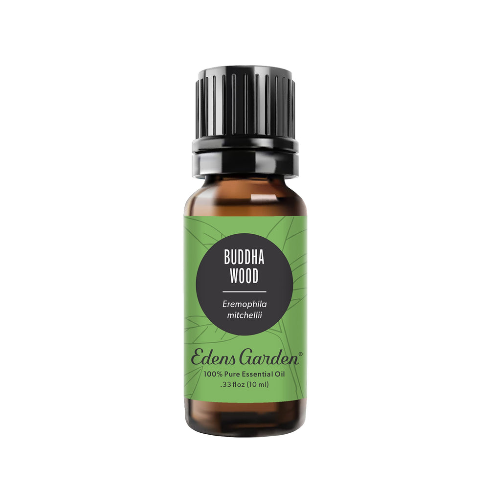 Edens Garden Buddha Wood bottle with amber glass, ideal for diffuser sessions.