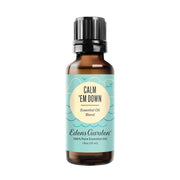 Edens Garden Calm 'Em Down bottle closeup promoting relaxation.
