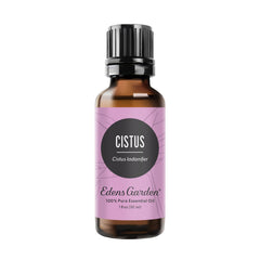 Edens Garden Cistus essential oil bottle showcasing purity for aromatherapy.
