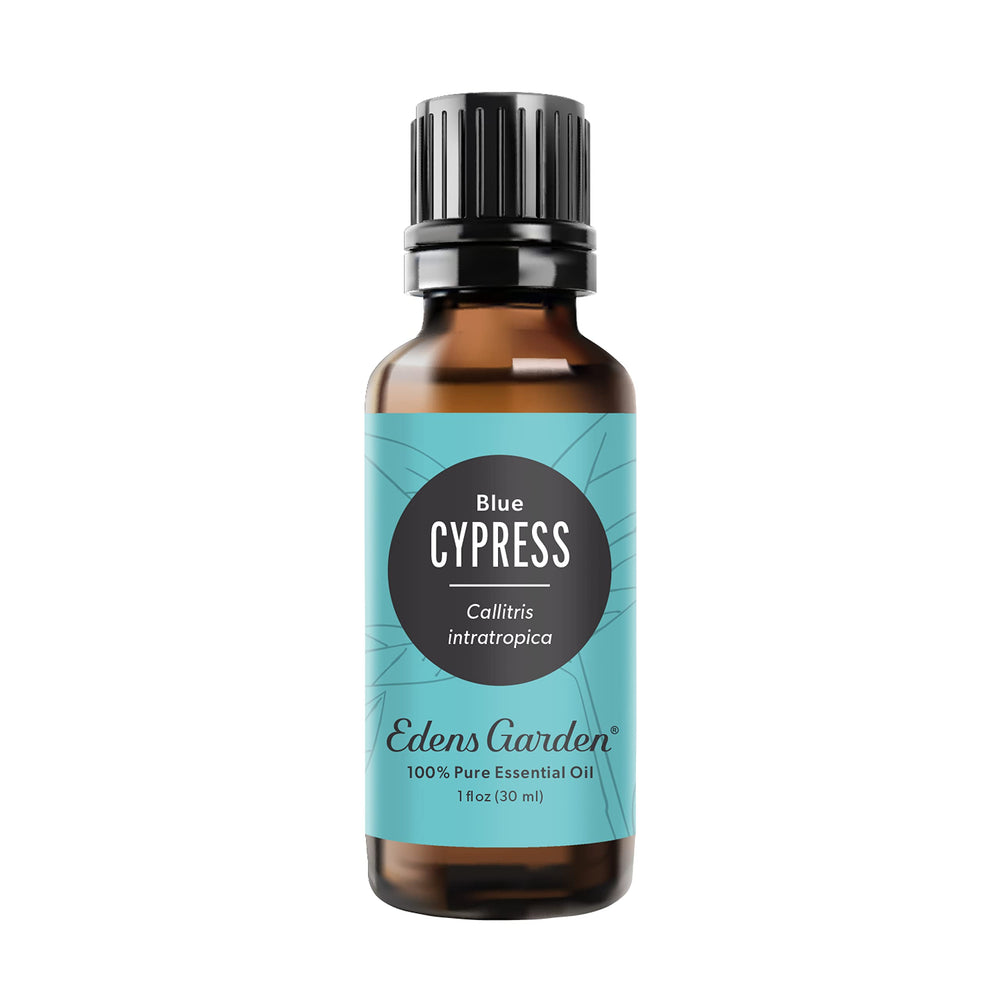 Edens Garden Cypress-Blue bottle for diffuser use with forest-inspired aroma.