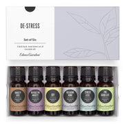 Edens Garden De-Stress 6-Set bottles in dark glass protect purity for diffusers.