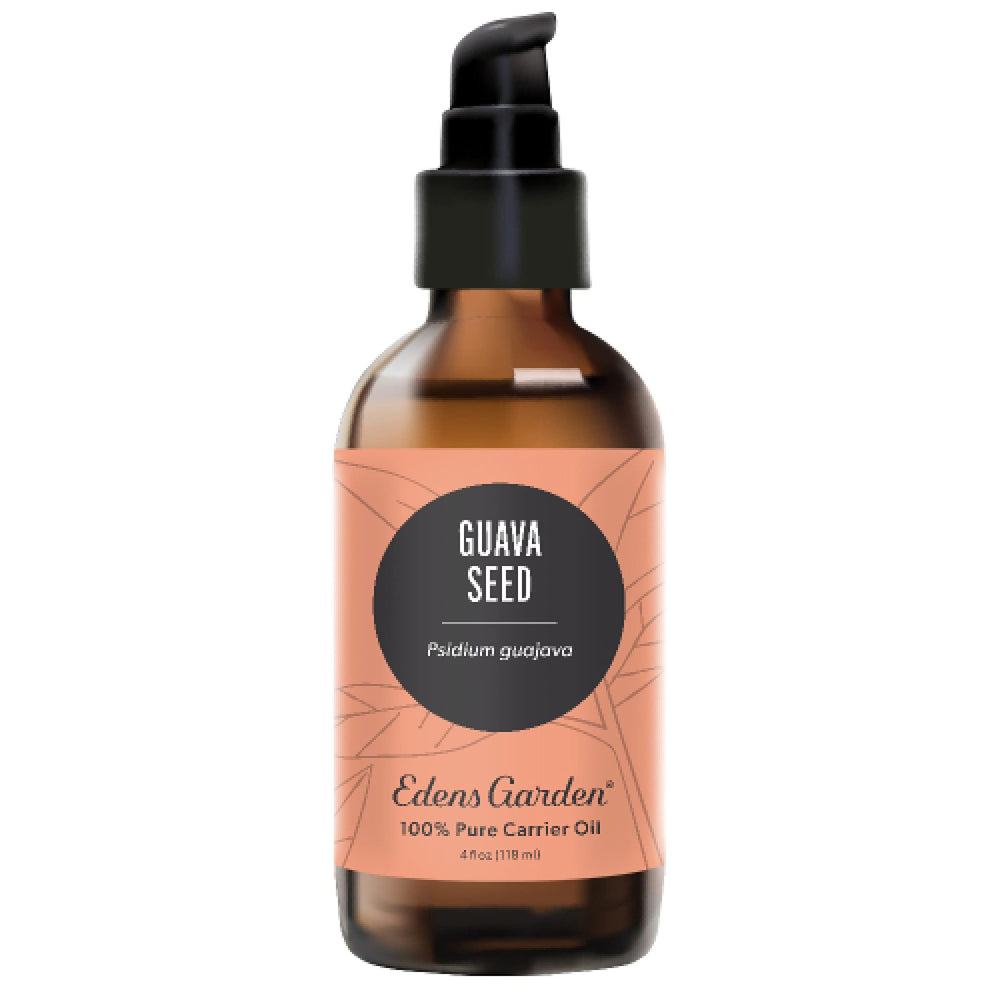 Edens Garden Guava Seed Oil bottle shows pure, lightweight nourishment for skin and hair.