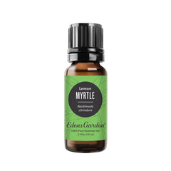 Edens Garden Myrtle-Lemon essential oil bottle exudes bright citrus energy for diffusers
