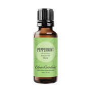 Edens Garden Peppermint Around The World bottle displaying pure aroma for focus.