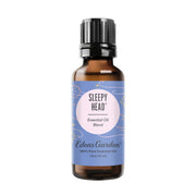 Edens Garden Sleepy Head bottle label shows premium pure essential oils for bedtime ambiance
