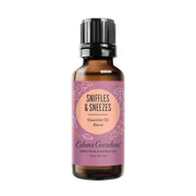 Edens Garden Sniffles & Sneezes bottle closeup showing pure blend for calming ambience
