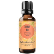 Edens Garden Tummy Aid bottle and label shown for calming aromatherapy routines