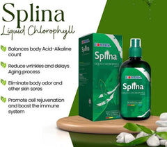 Close-up of the EDMARK Splina label shows organic, plant-based ingredients