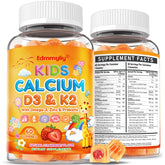 Edmmyliy Kids Calcium Gummies bottle with strawberry flavor for daily bone support.