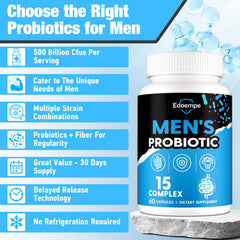 An organic fiber blend from Edoempe Probiotics for Men supports comfortable digestion.