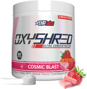 EHP Labs OxyShred Cosmic Blast tub with bold packaging and energy-boosting formula.