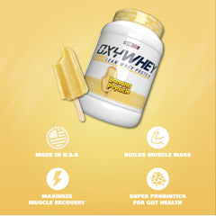 OxyWhey shaker mix shows smooth texture ideal post-workout recovery