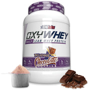 EHP Labs OxyWhey chocolate tub front showing high-protein option for post-workout nutrition