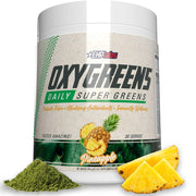 EHP Labs OxyGreens Pineapple bottle front, vibrant greens for daily wellness