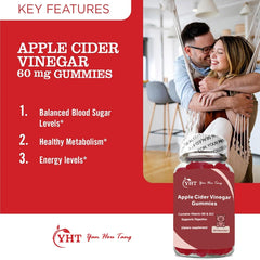 Eilin YHT gummy label showing organic, vegan, non-GMO qualities and B vitamins