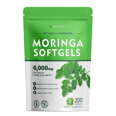 EILTEAU Moringa capsules bottle front shows vegan, non-GMO wellness option