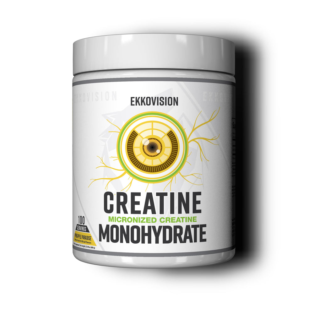 Ekkovision Creatine Monohydrate powder in Pineapple Paradise ready to mix in a drink