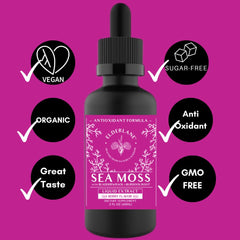 Elderlane Berry Flavored Sea Moss Drops bottle at an angle for on-the-go use.