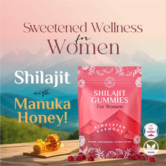 Packaging of Elemental Shilajit Gummies for Women highlighting vegan and all natural label.