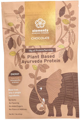 Elements Truffles plant-based protein powder jar front view highlighting vegan pea protein