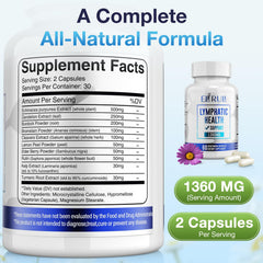 ELERULE Lymphatic Support ingredients bottle, herbal blend with dandelion and echinacea.