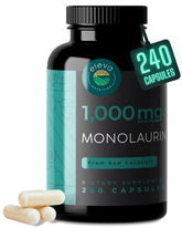 Eleva Nutrition Monolaurin bottle front view, vegan, non-GMO supplement for everyday use.