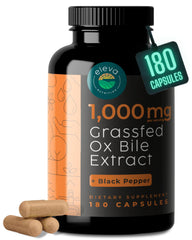 Eleva Nutrition ox bile extract bottle with 180 capsules for digestive support.