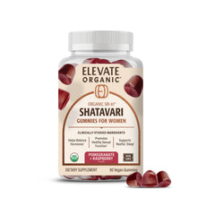 Elevate Organic SRI-81 Shatavari gummies bottle promotes daily vitality