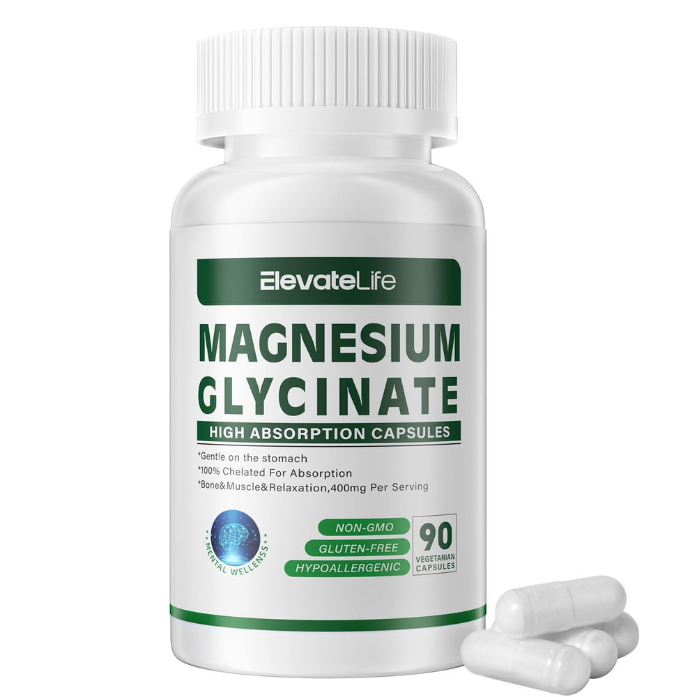 ElevateLife Magnesium Glycinate bottle front shows high absorption formula