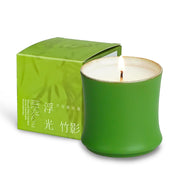 Elichingse Green Bamboo candle in ceramic cup for a clean burn and decor