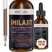 Elikadur Shilajit resin dropper close-up showing purity and mineral richness.