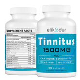 Elikadur Tinnitus 1500mg bottle front view for daily ear support.