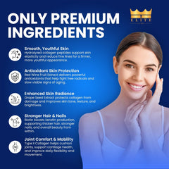 ELITE Crown Elite Superb Collagen bottle side view emphasizing clean formula