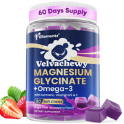 ELLAMENTZ Magnesium Glycinate Gummies bottle; smooth, sleep-friendly daily chew.