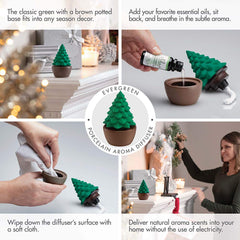 Ellia Evergreen porcelain diffuser top detail shows safe, elegant decor.