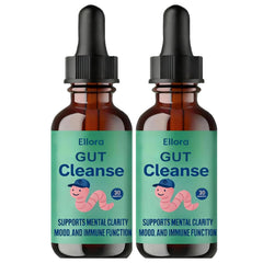 ELLORA Gut Cleanse bottle with herbal blend supporting digestive balance.