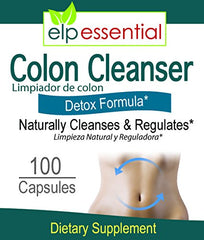 ELP Essential colon cleanser capsules close-up for daily digestive balance.
