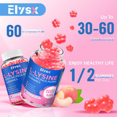 Elysx L-Lysine Gummies non-GMO ingredients label for purity and quality.