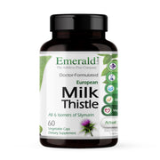 Emerald Labs European Milk Thistle bottle front highlights a liver-supporting herbal supplement