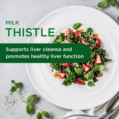 Emerald Labs European Milk Thistle capsules inside suggest convenient daily use