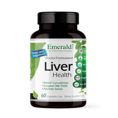 Emerald Labs Liver Health bottle front with daily liver support in vegan capsules.