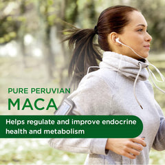 Emerald Labs Maca powder jar conveys menopause support as part of a wellness routine.