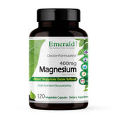 Emerald Labs Magnesium 400mg bottle front showing Albion magnesium for absorption