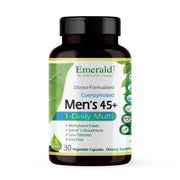 Emerald Labs Men's 45+ 1-Daily Multi bottle, gluten-free daily supplement for heart and immune support.