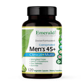 Emerald Labs Men's 45+ Clinical Multi bottle front, gluten-free vegetarian daily support.